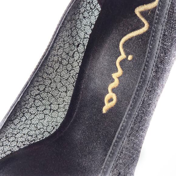 Nina Women’s Heels Romantic Wedding Guest Lace Peep Toe Black Stiletto Size 7.5 - Picture 6 of 8